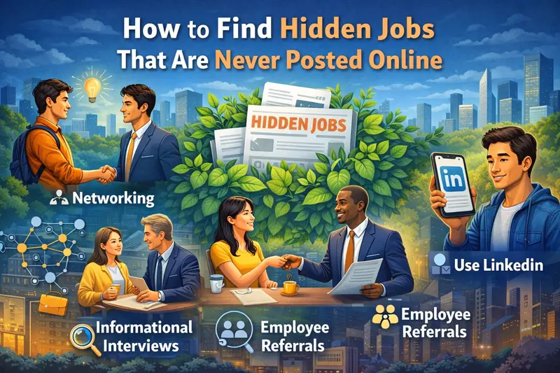 How to find hidden jobs that are never posted online, showing networking, informational…